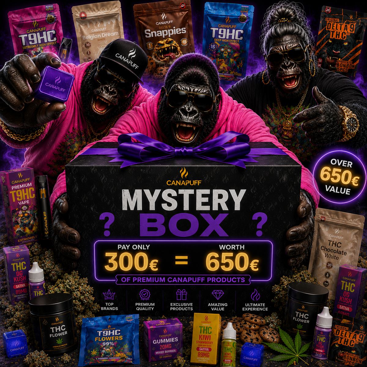 Canapuff Mystery Box XXL met producten uit hennep
