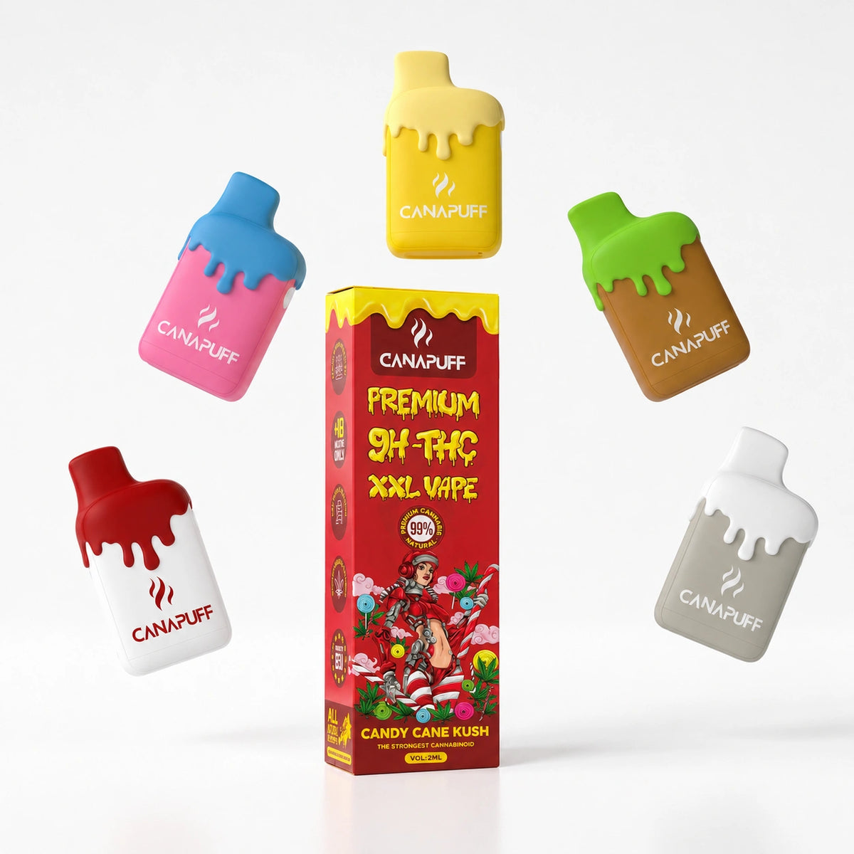 Canapuff 9H-THC XXL Vape Candy Cane Kush 99% 2ml wegwerppen