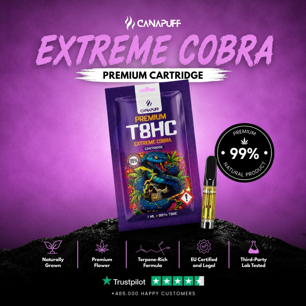 T8HC Cartridge Extreme Cobra 99% – vape-cartridge, foto 2
