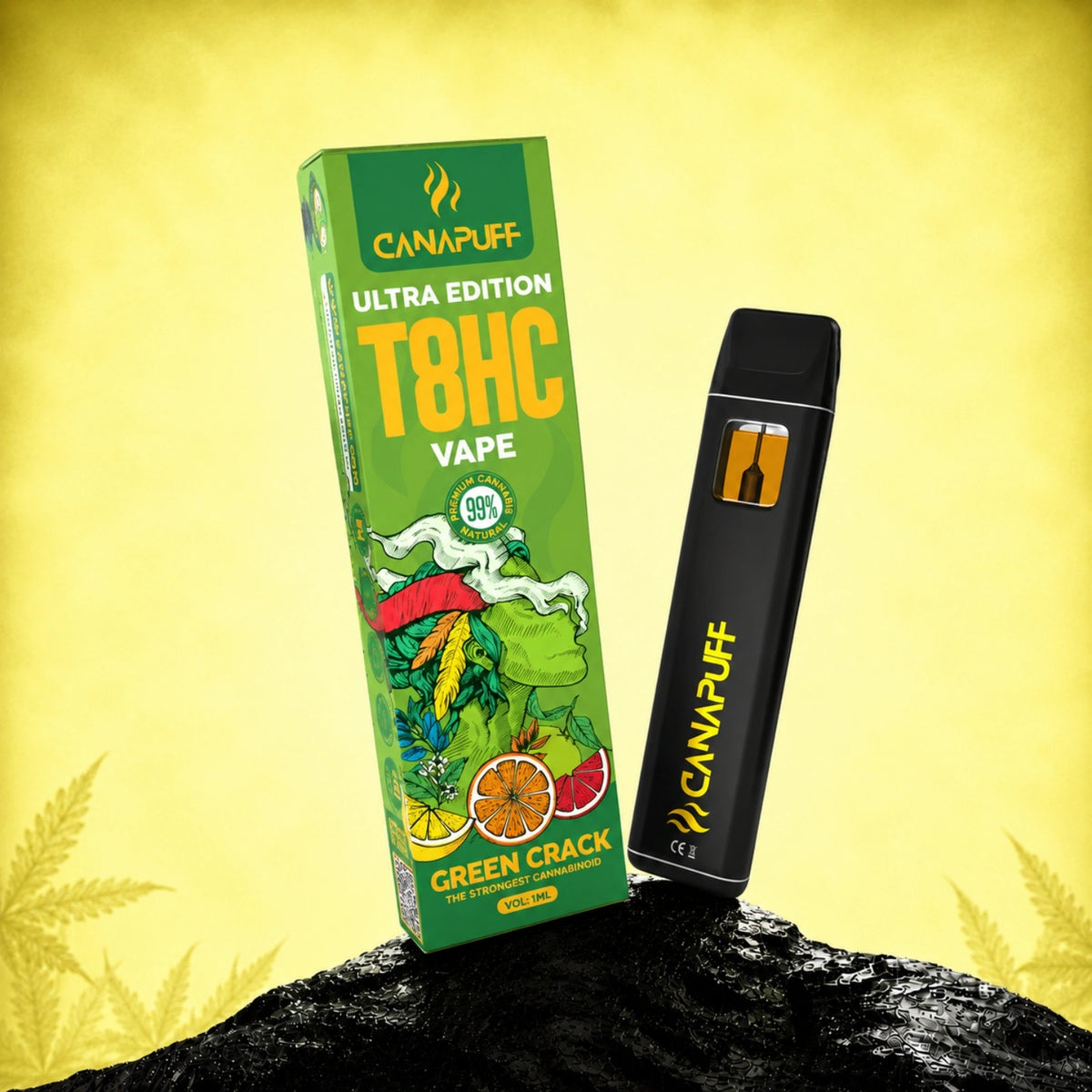 Canapuff T8HC Vape Green Crack Ultra Edition 99% 1ml wegwerppen