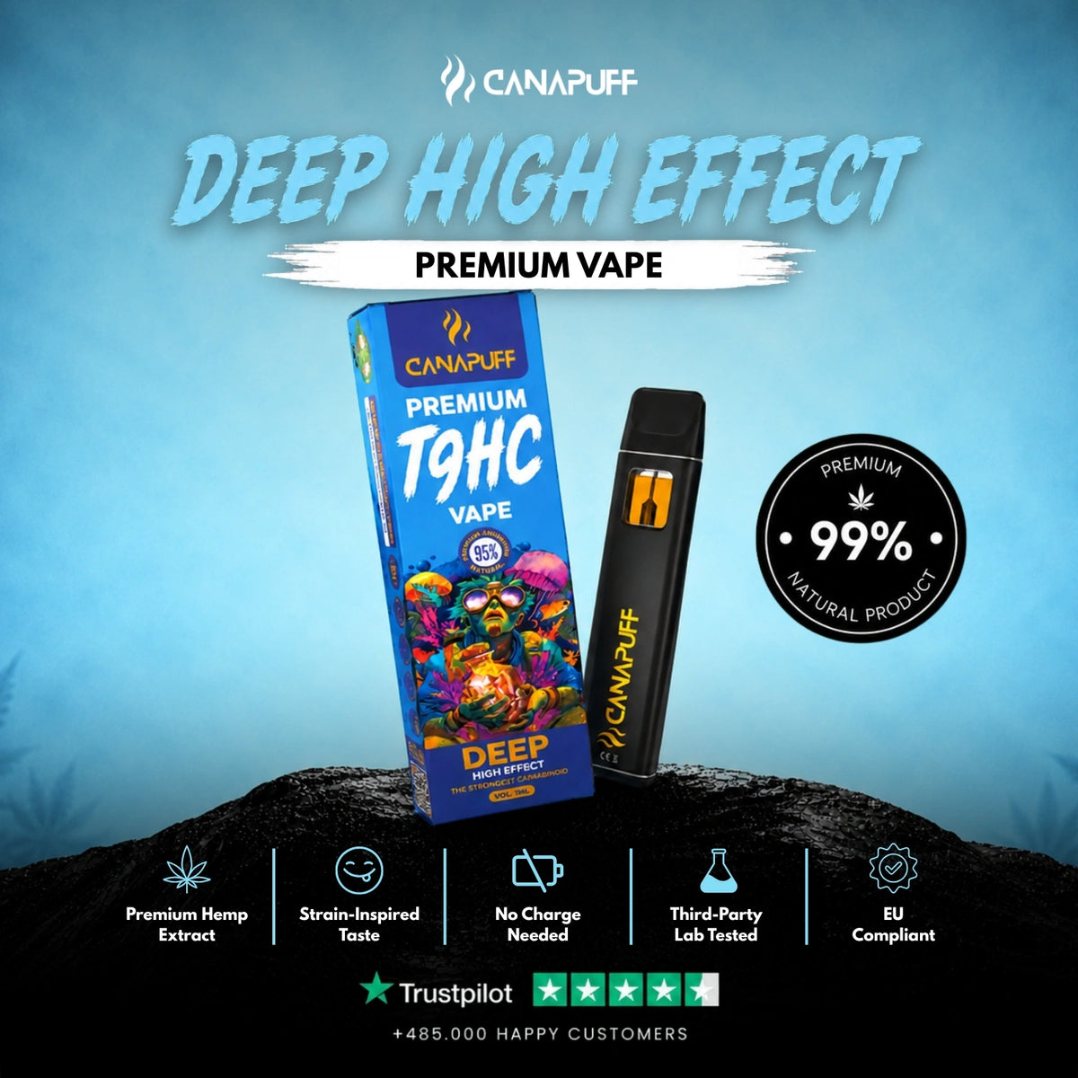 TⳊHC Vape Deep 95% 1ml – wegwerp-vape-pen, foto 2