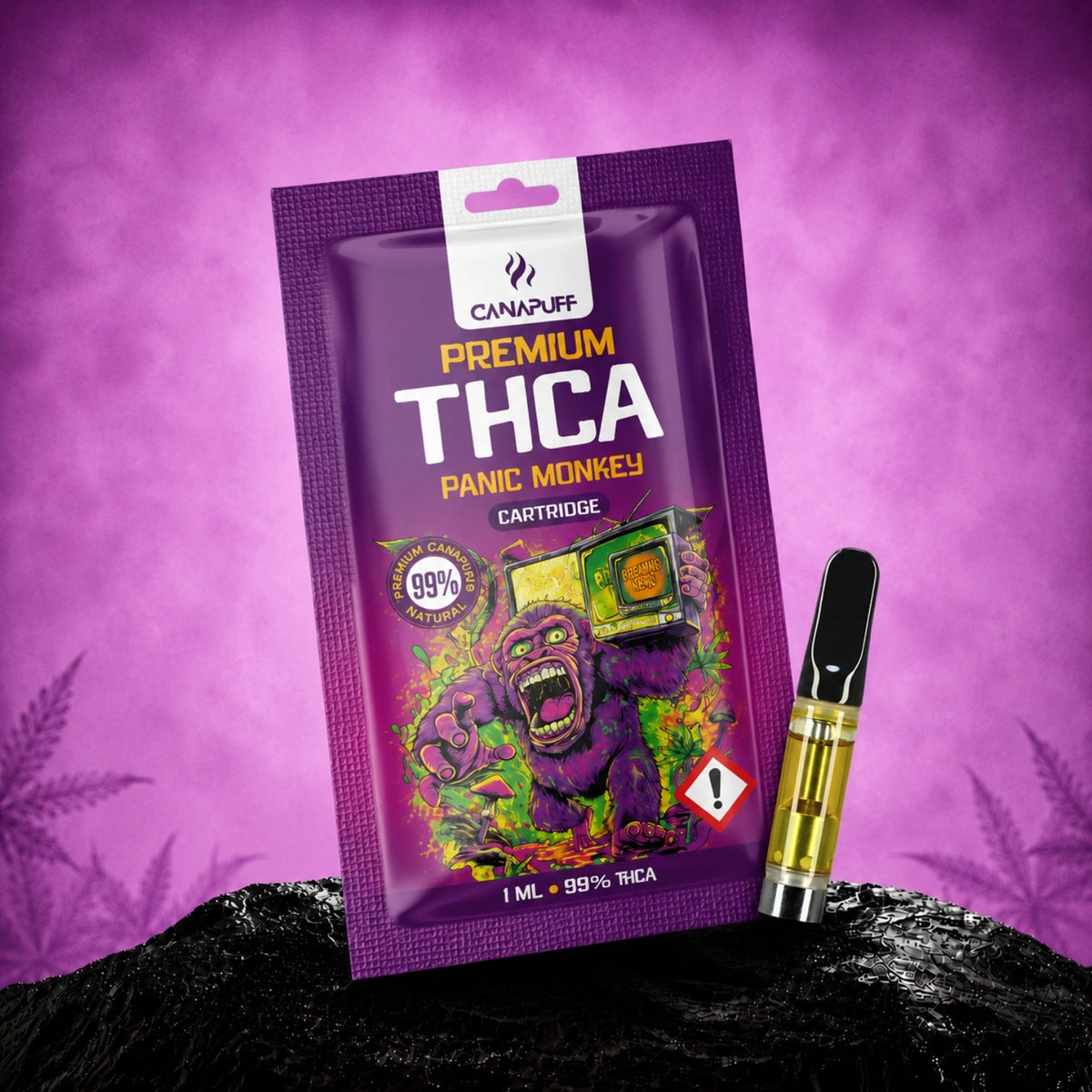 Canapuff THCA Panic Monkey cartridge, 99% sterkte, 1 ml