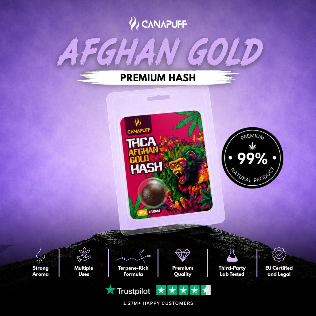THCA Hasj Afghan Gold 99% 1g – hasj, foto 2