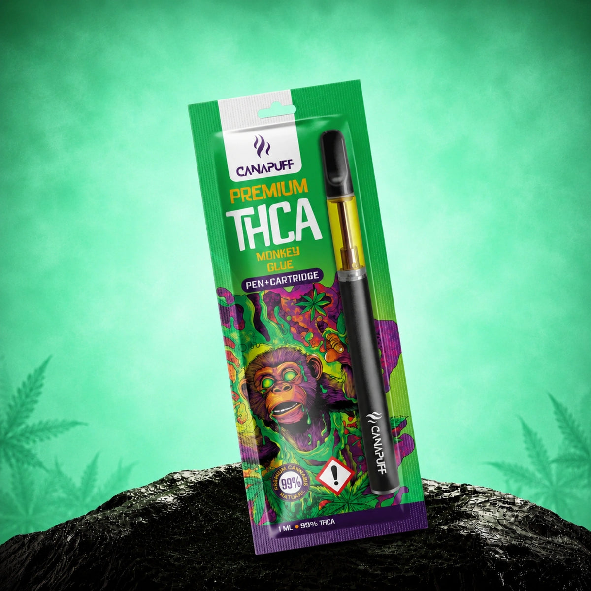 Canapuff THCA Monkey Glue 99% pen en cartridge, 1 ml