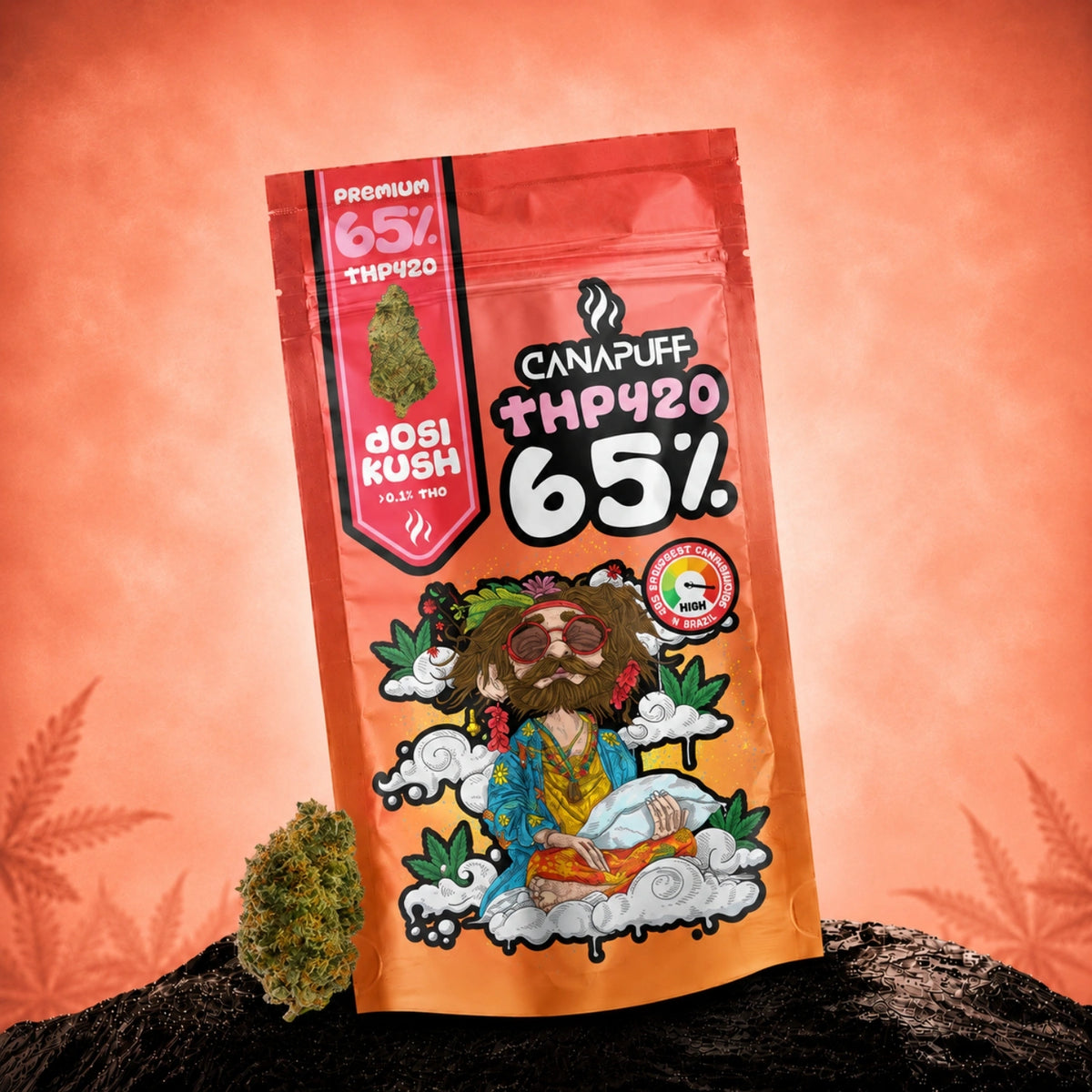Canapuff THP420 Dosi Kush bloemen 65% zakje uit hennep