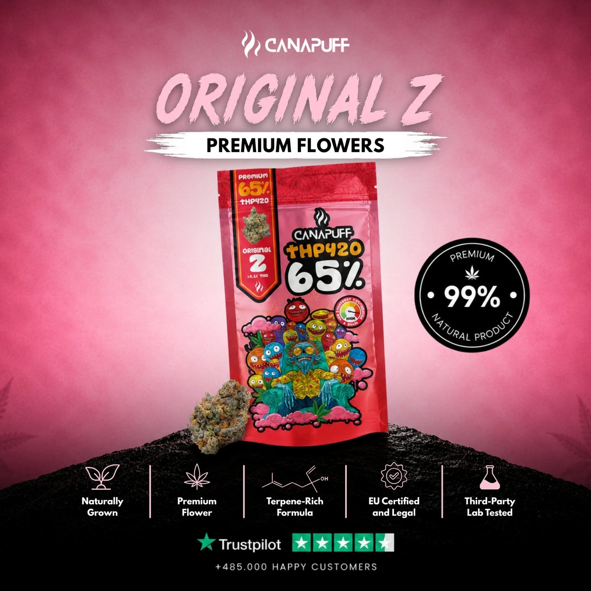 THP420 Bloemen Original Z 65% – bloemtoppen, foto 2