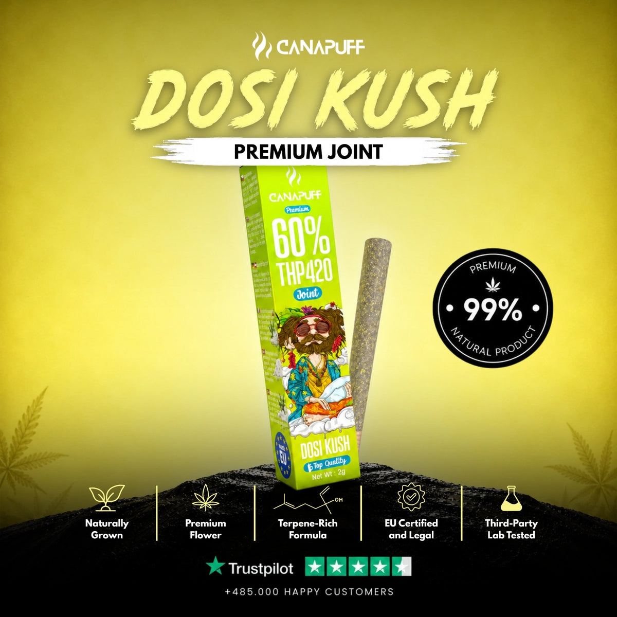 THP420 Joint Dosi Kush 60% 2g – voorgerolde joint, foto 2