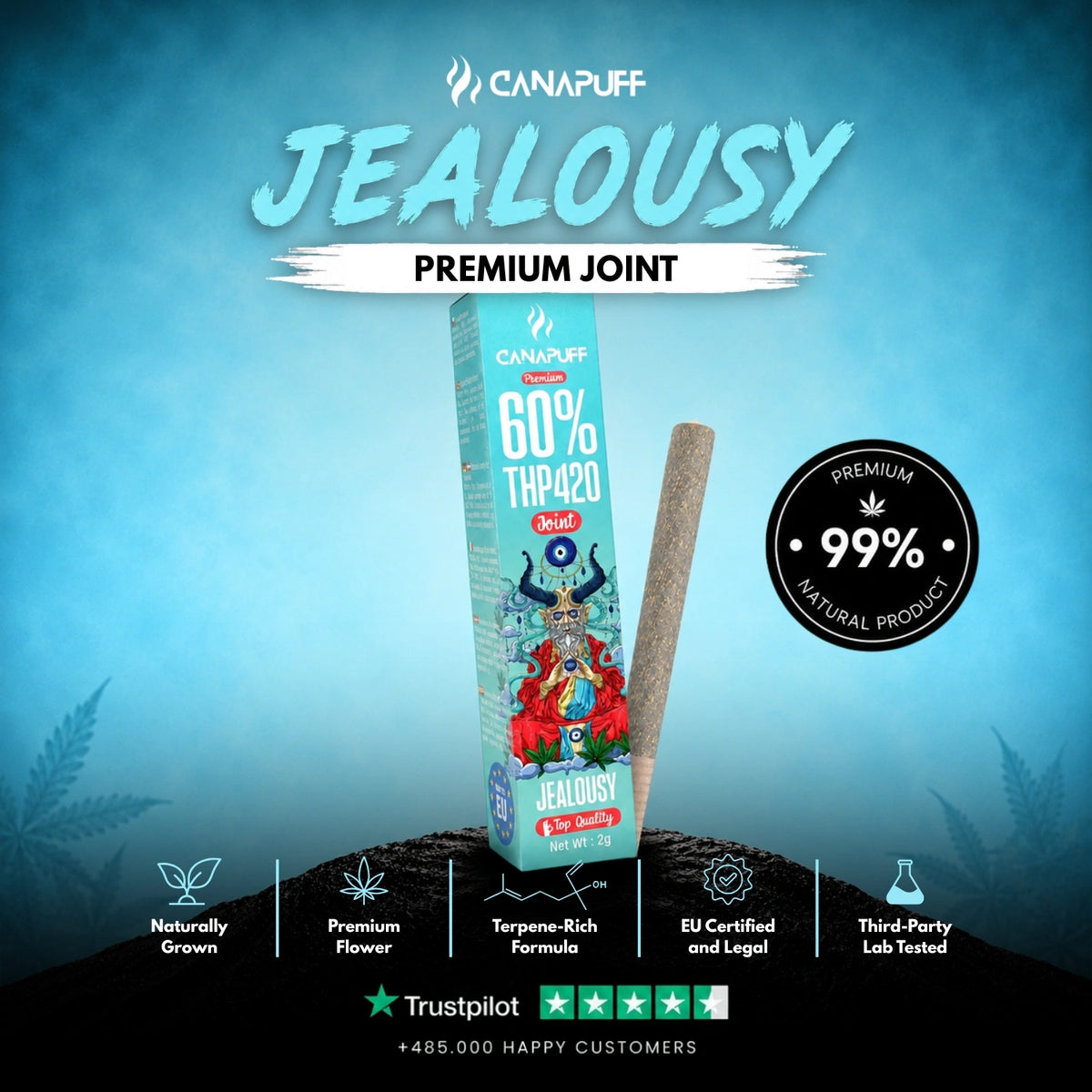 THP420 Joint Jealousy 60% 2g – voorgerolde joint, foto 2