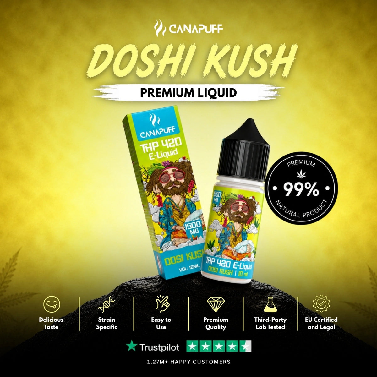 THP420 Liquid Dosi Kush 1.500mg – liquidflesje, foto 2