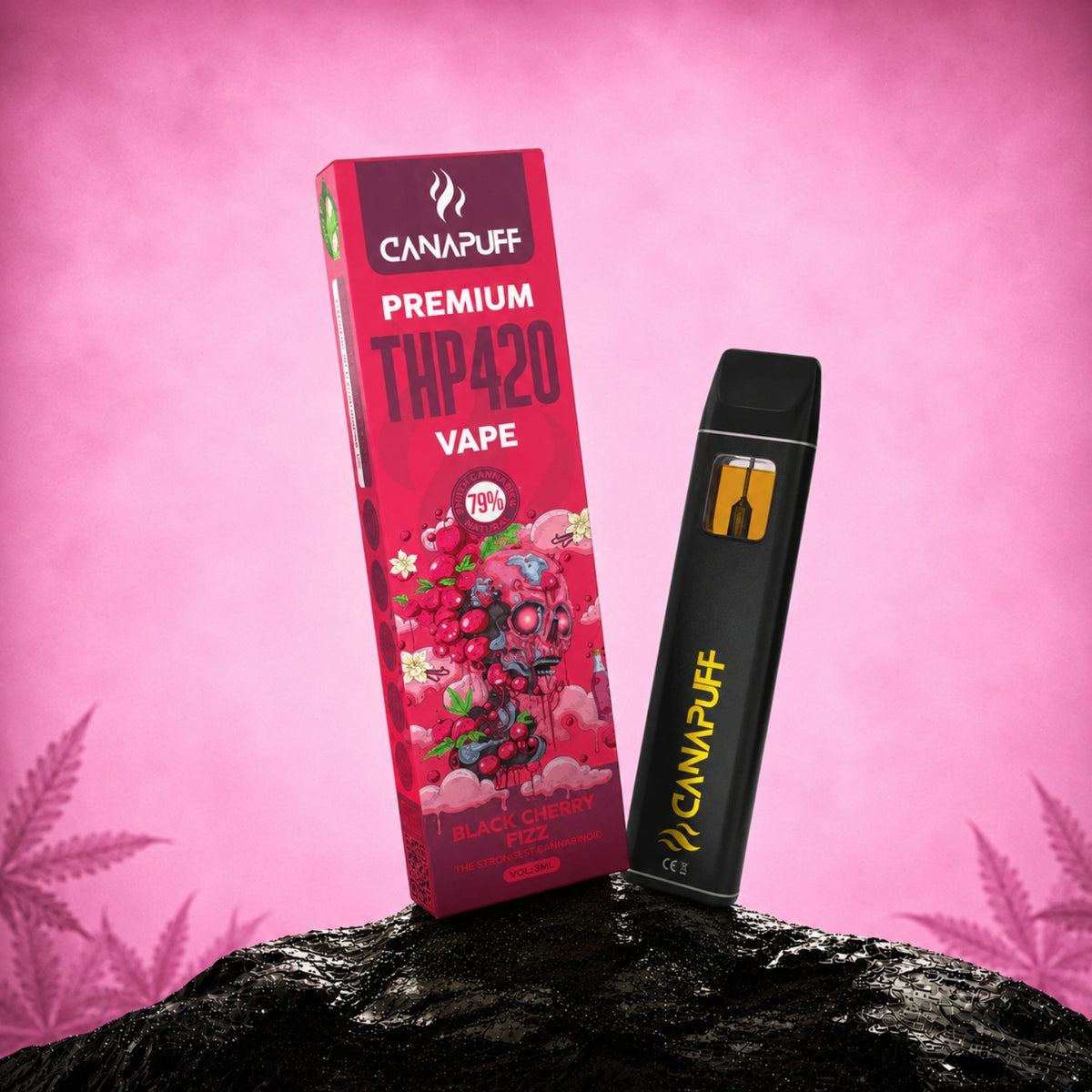 Canapuff THP420 Vape Black Cherry Fizz 79% 1ml wegwerppen