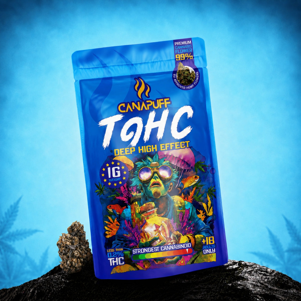 Canapuff TⳊHC Bloemen Deep High Effect zakje van 16g, 99% cannabinoïde-sterkte