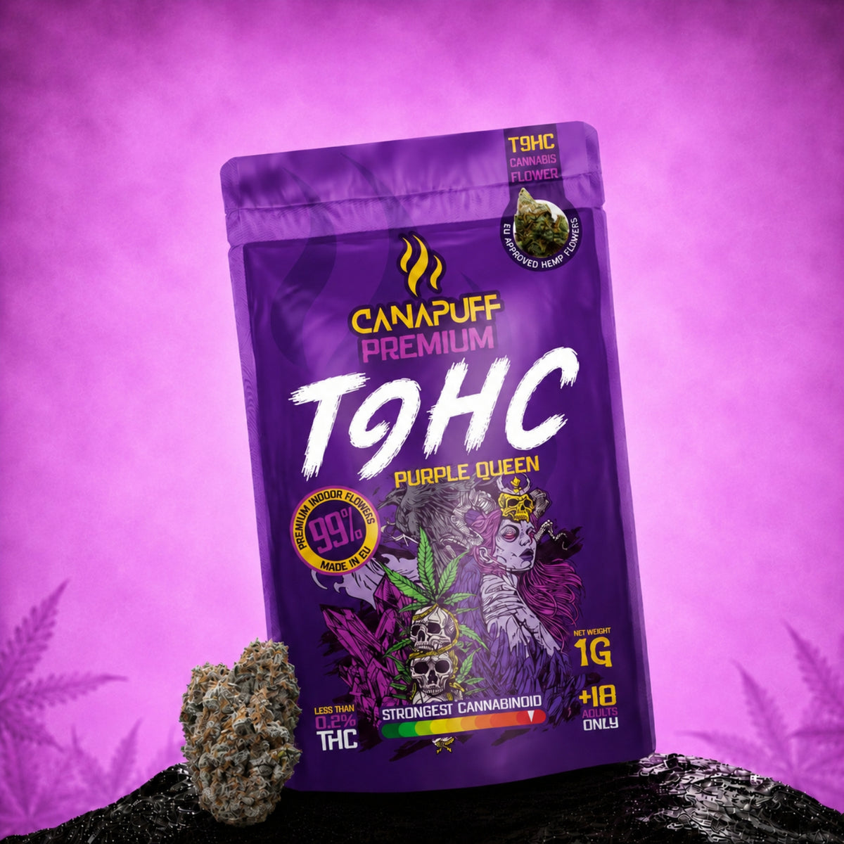 Canapuff TⳊHC Bloemen Purple Queen 99%, zakje van 1g