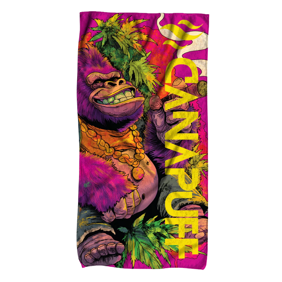 Canapuff Gorilla Kush handdoek met kleurrijk grafisch ontwerp