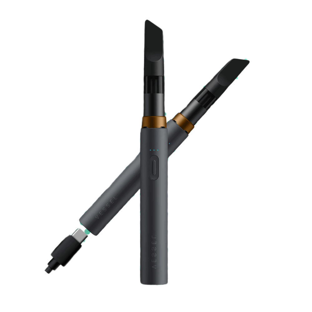Vessel Core vape pen in stone met twee keramische cartridges en oplaadkabel