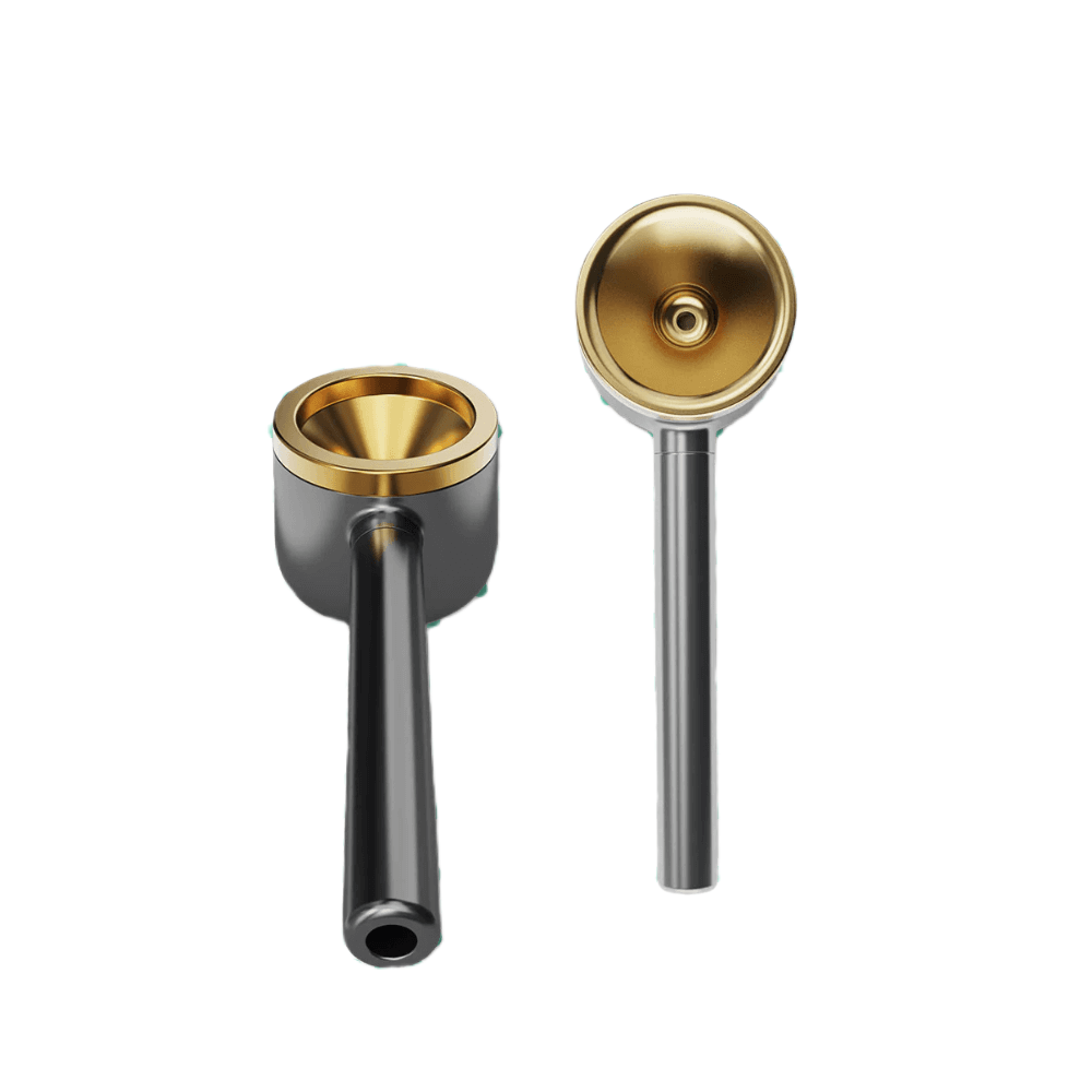 Vessel Pipe in Gunmetal met kop en steel met gouden accenten