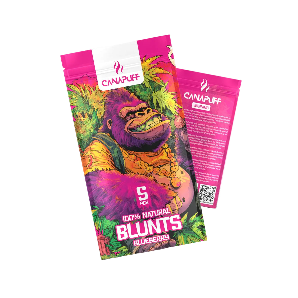 Canapuff Blunt Wrap Flat Piece Blueberry, verpakking met 5 stuks