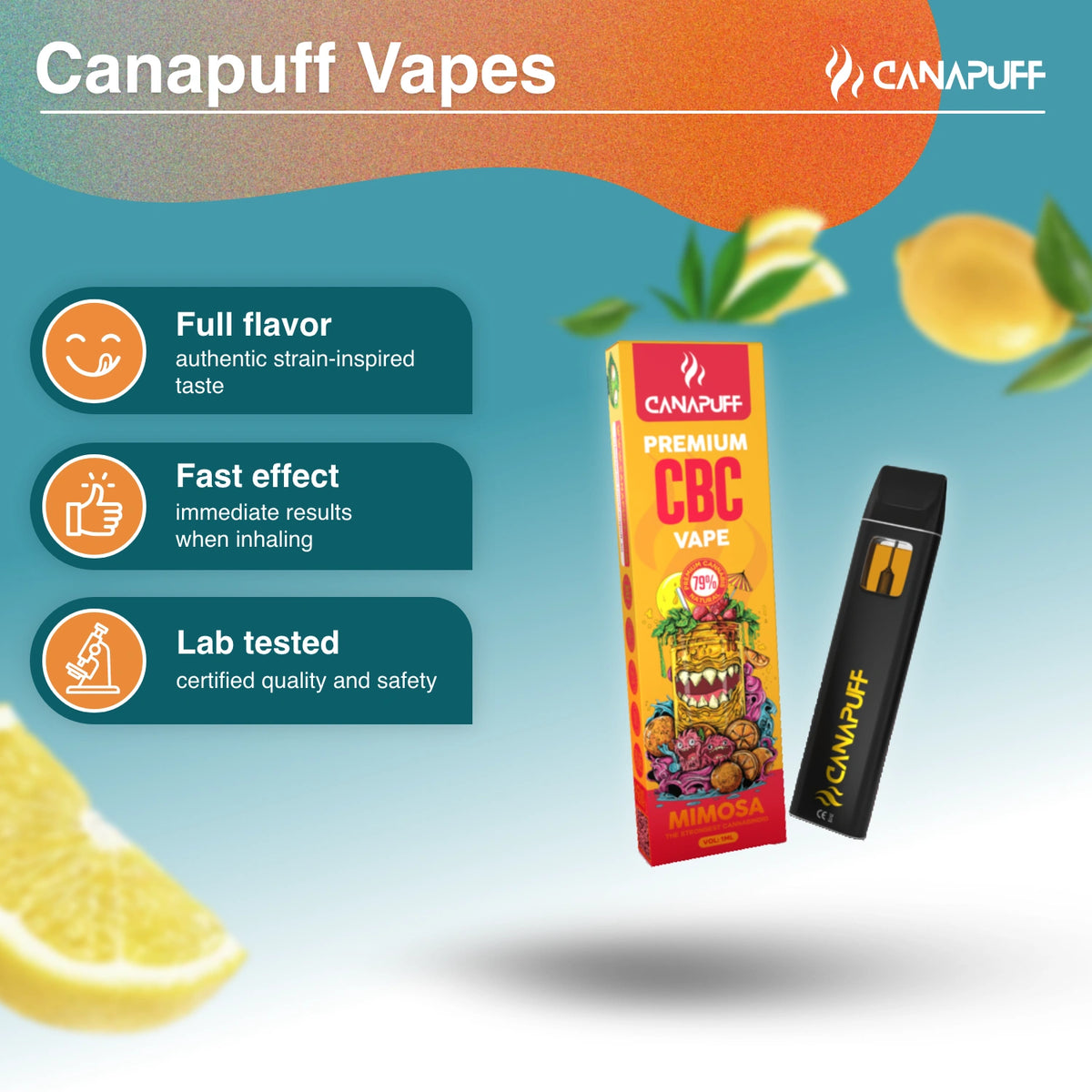 Canapuff CBC Vape Mimosa 79% 1ml wegwerppen