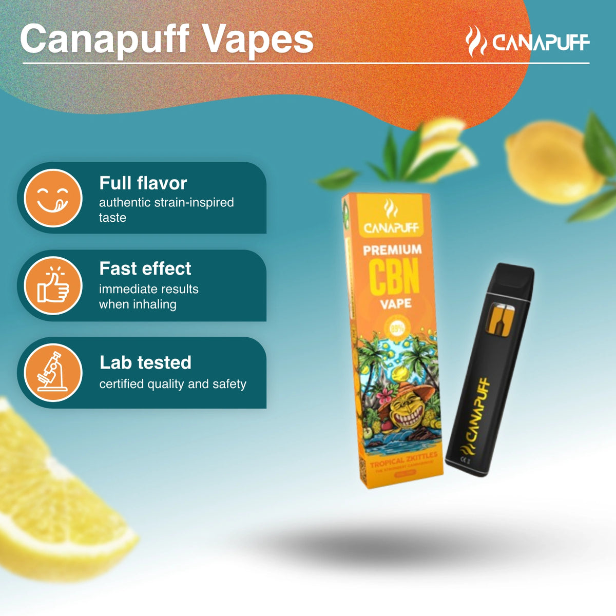 Canapuff CBN Vape Tropical Zkittles 89% 1ml wegwerppen