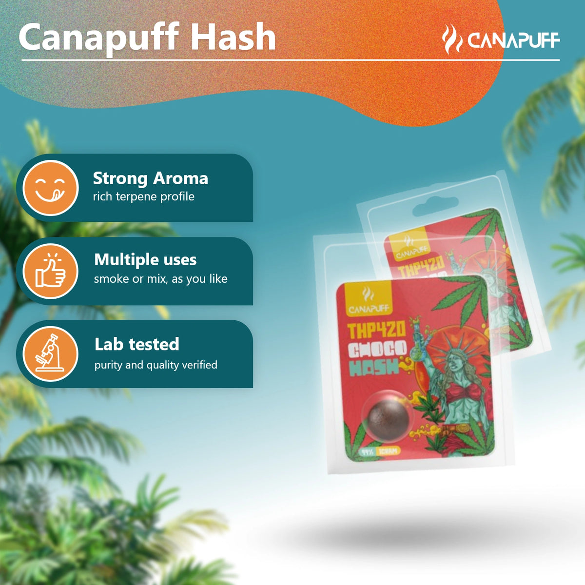 Canapuff THP420 Hash Choco 99% in blisterverpakking