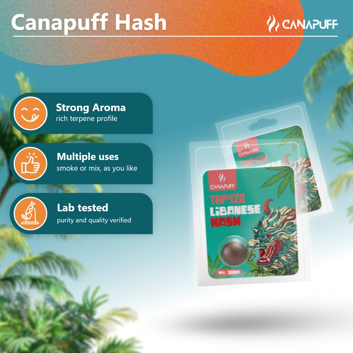 Canapuff THP420 Lebanese Hash 99% in verzegeld zakje
