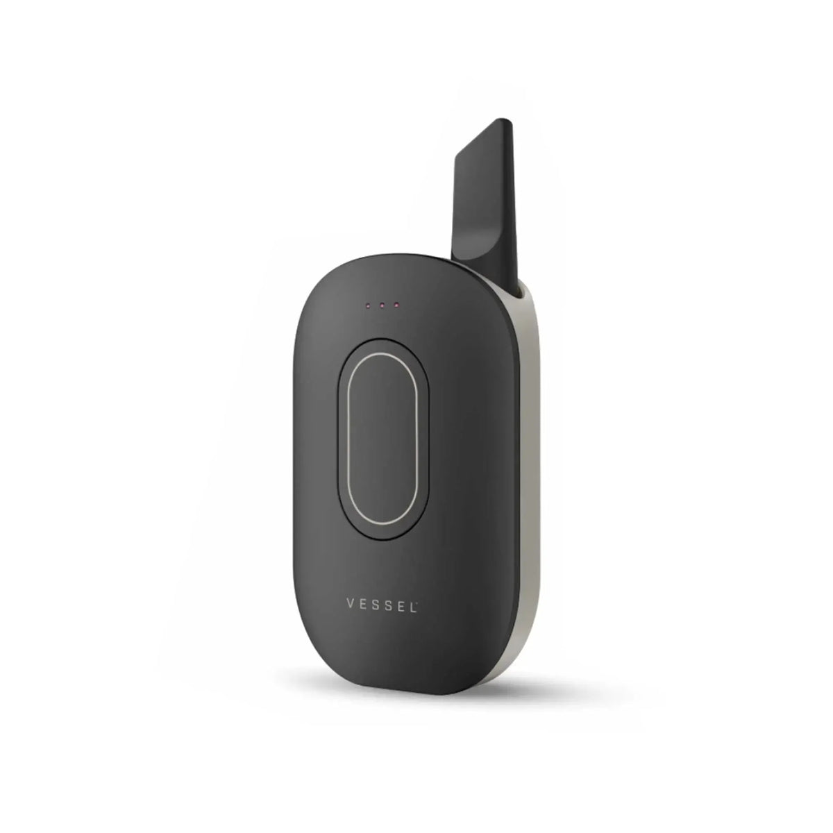 Zijaanzicht van zwart-witte vaporizer dock