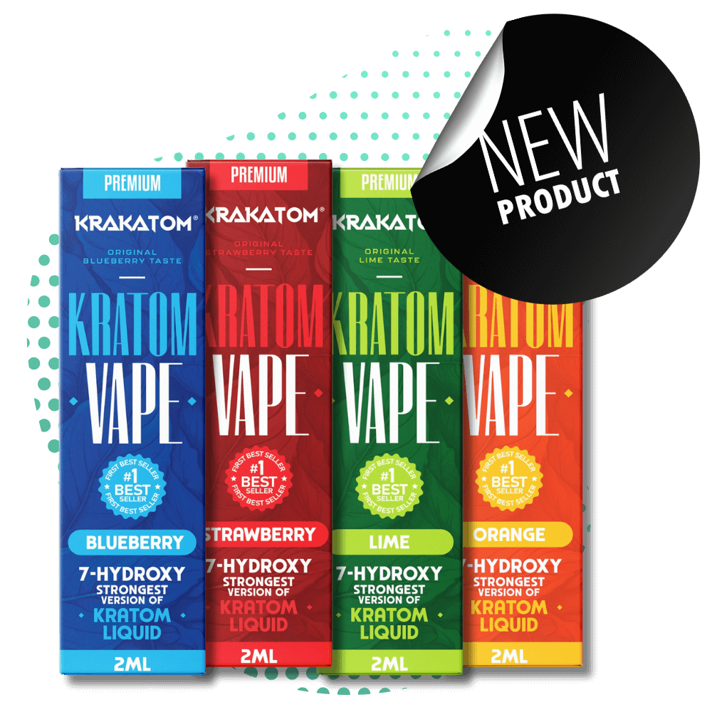 Kratom vape-producten in vier fruitige smaken, nieuwe release.